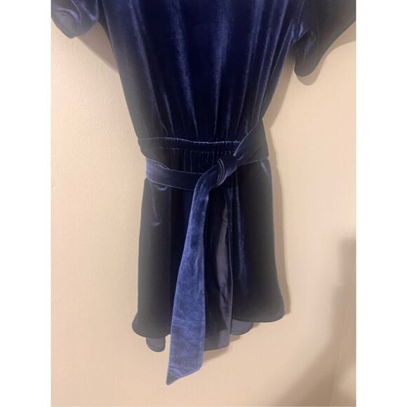 Vineyard Vines Size XS Bow Waist Velvet Romper Dark Blue Holiday Cocktail Party - Picture 7 of 12